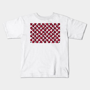 Paw Prints on Bull Dog Red and White Checker Pattern Digital Design Kids T-Shirt